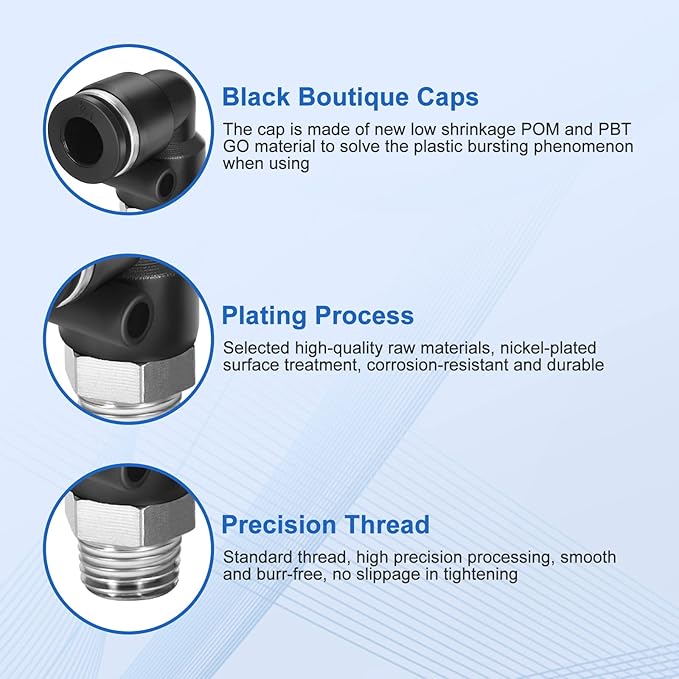 10 Pcs Push-to-Connect Fittings 1/4 Inch Tube OD x 1/8 Inch NPT Thread Pneumatic Male Elbow Quick Connect Air line fittings…