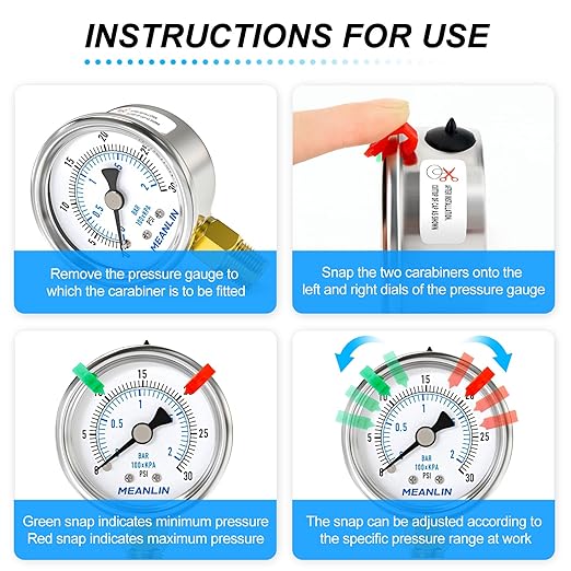 MEANLIN MEASURE 0~30Psi Dry Low Pressure Gauge Stainless Steel 1/4" NPT 2" FACE DIAL Waterproof for Pool Sand Filter Water Oil Air Pressure Test Lower Mount (with 2PCS Snaps)