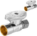 50-PCs HeSun Straight Stop Valve, 1/2" Sweat x 3/8" OD Compression Straight Stop, 1/4 Turn Shut Off Valve for Bathroom(VALVE093-50)