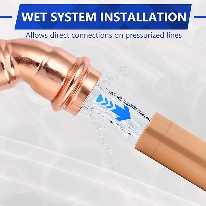 Copper Press Fittings 3/4 Inch 45-Degree Elbow, No-Lead Plumbing Pipe Connector | Compatible with Copper Pipes, Water Supply & Hydronic Heating Systems | Durable Press Fit Design, 10-Pack