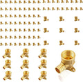 (100-Pack) PEX Fittings, Pex 3/4"x3/4" Female Threaded NPT Drop Ear Elbow Adapter, Brass Crimp Fittings, for PEX Tubing Pipe Plumbing, ASTM F1807(PEX1807169-100Pack)