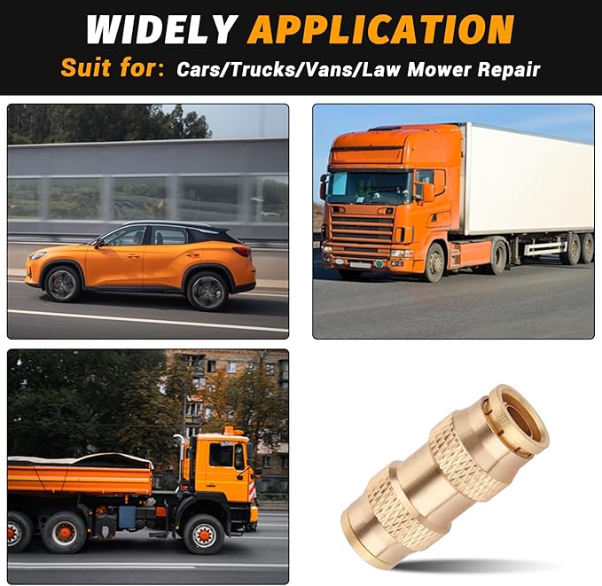 1/2" Air Brake Line Fitting, (Half an inch) DOT Brass Push in Fitting, Push to Connect Union Fittings Air Brake Union 1/2" Tube OD for Trucks Trailers andIndustrial Use (4 Pack)