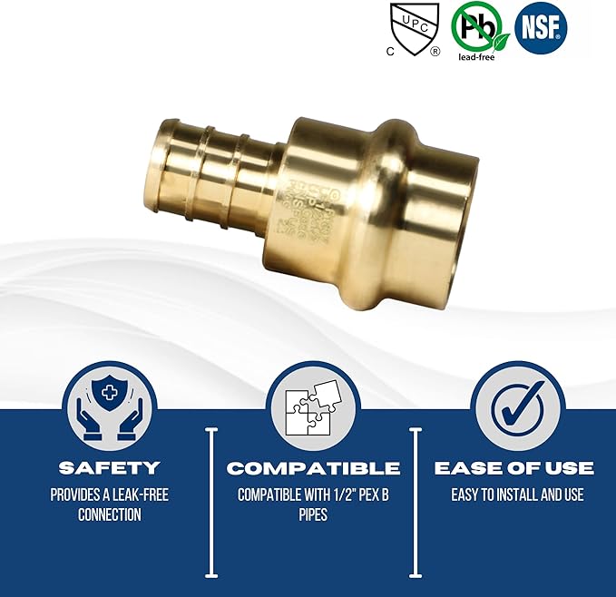 XFITTING 1/2 inch Pex B x 1/2 inch Press Coupling, 202-4-5=5XX, 5 Pieces