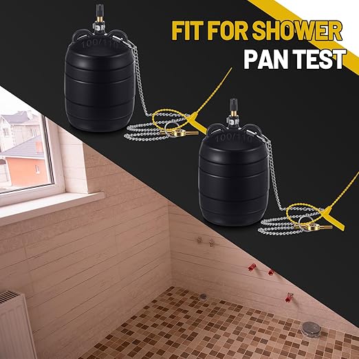 Nuanchu 2 Pieces 4 Inch Inflatable Pipe Ball Plug Pressure Test Rubber Black Plumbing Toilet Drain Test Plug