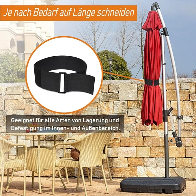16Ft x 2In Adjustable Cable Straps with 12 Buckles, Free Cut Length, Black Reusable Fastening Cable Ties, Hook and Loop Securing Strap for Cable Tidy, Wire Management, Cord Organiser, Black