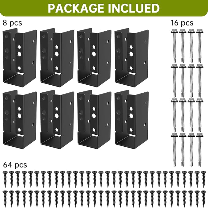 24Pcs Concealed Joist Hanger, 2" x 4"Outdoor Concealed-Flange Hanger, 2"x4" Outdoor Trim Concealed Flanges for 2"x4" Beam, Swing, Handrail, Fence