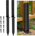 Thicker Fence Post Repair Anchor Kit, One-Piece Heavy Duty Steel Fence Post Stakes, Repair Tilted Broken 4x4/6x6 Wood Posts(2Pack/Black)