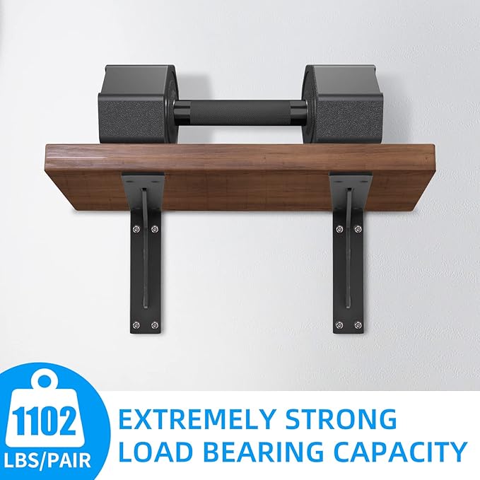 YUMORE Countertop Support Bracket Heavy Duty 12x8x2 in, 1/5IN Thicken Solid L Brackets Countertop Bar Shelf Bracket, Includes Hardware, Matte Black, 2 Pack
