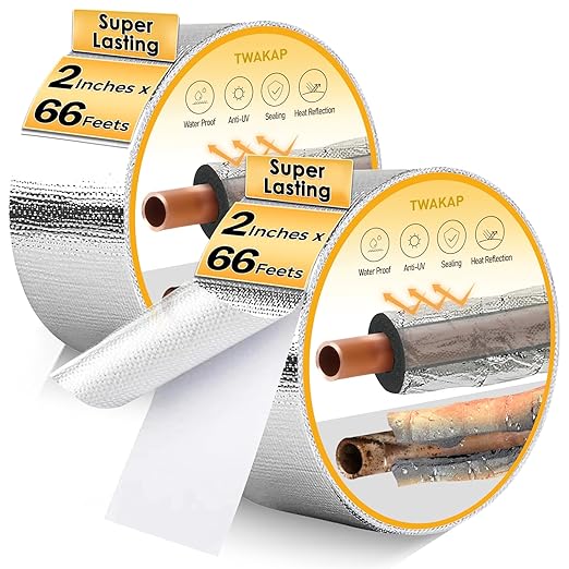 Super Age-Resistant AC Pipe Foam Insulation Tube Wrap Protect Foil Fiberglass Tape,More Weather-Resistant Shield for Pipe Insulation Foam Tube, Reflect 95%Thermal for Window AC Unit,HVAC Duct