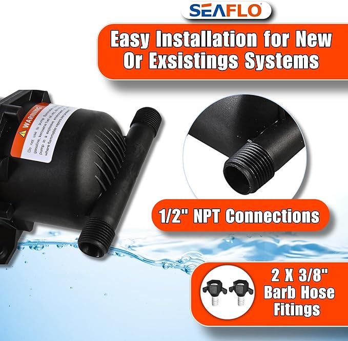 SEAFLO Accumulator Tank Water Pump Flow Control with Internal Bladder - 125 PSI, 23.5 oz (0.75 L) | Reduces Pump Cycling and Smooths Water Flow for Marine, RV, and Off-Grid Systems