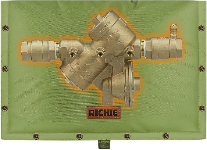 Backflow Preventer Insulated Cover (5°F) for Winter Freeze Protection, 21"W x 16"H Thickened Pressure Reducing Value & Well Pump Cover, Outdoor Waterproof Insulation Pouch for Sprinkler Valve, Green