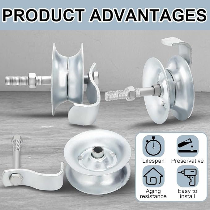 Pasimy 2 Pcs 5'' Sliding Gate Roller Galvanized Steel Pipe Track Roller Gate Hardware Kit for 1 5/8" Pipe Track Fence