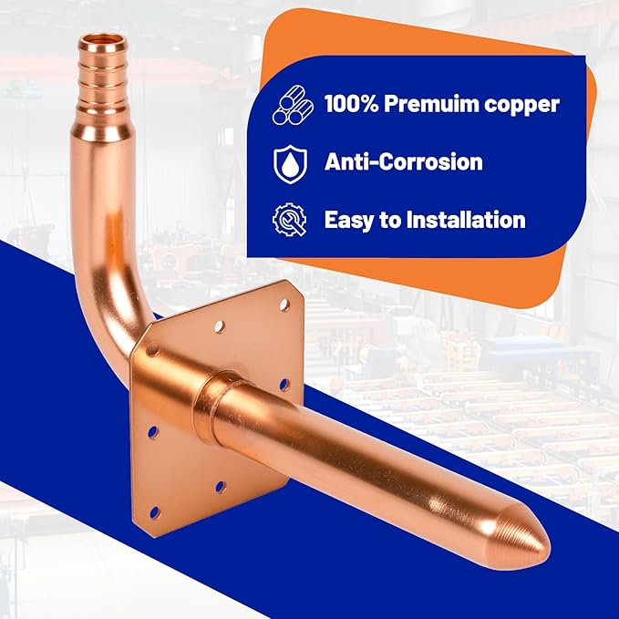 (Znkiok 2 Pack) 1/2 Inch Pex Fittings,Copper Stub Out Elbow With Wall Flange 1/2" x 6"，For Pex B and C Plumbing Systems,UPC,NSF/ANSI 61 Certified.