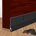 Metal Door Draft Stopper Bottom Mice Seal Strip Noise Blocker, Aluminium Mouse Sweep 2" W x 36" L, Black