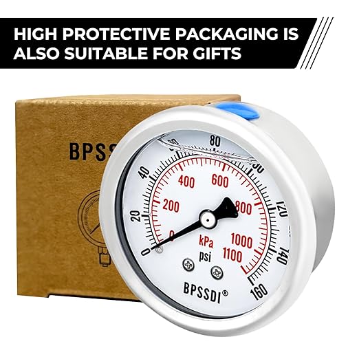 0-160 Psi Glycerin Liquid Filled Low Pressure Gauge, 2.5" Dial Size, 1/4" NPT Back Mount, 304 Stainless Steel Case, for Water Pipe, HVAC, Water Oil Air Pressure Test