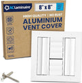 8x8 Inch (Duct Opening) Aluminum 4-Way Air Flow Vent – HVAC Vent Cover for Wall or Ceiling – Quiet HVAC Wall Register - Multi-Shutter Damper – Adjustable Curved Blade - Plastic Seal for Tight Fit