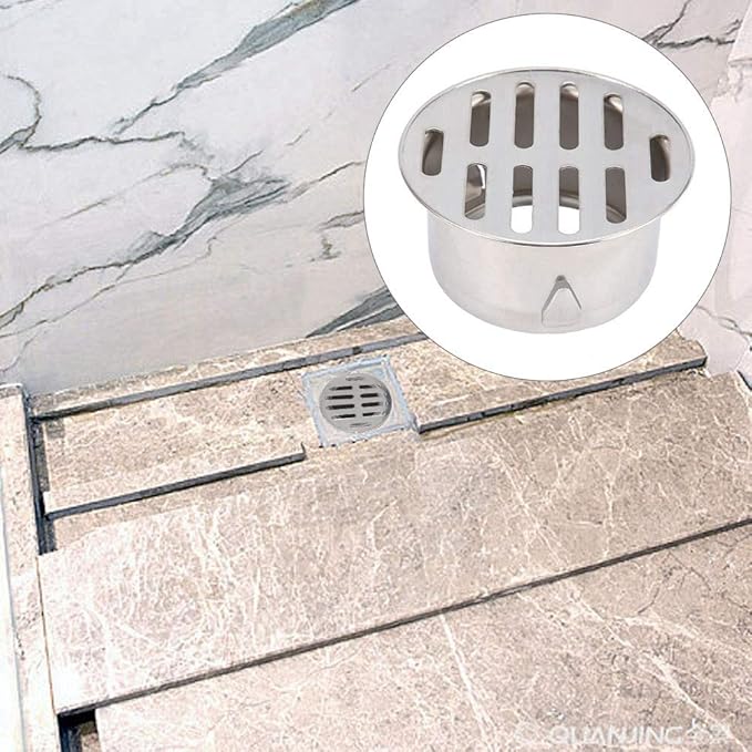 Floor Drain Cover, Stainless Steel Round Anti Blocking Round Grate Cover, Balcony Snap-in Drain Drain Strainers for Bathroom, Kitchen, Washroom, Patios(75 Flat Mouth)