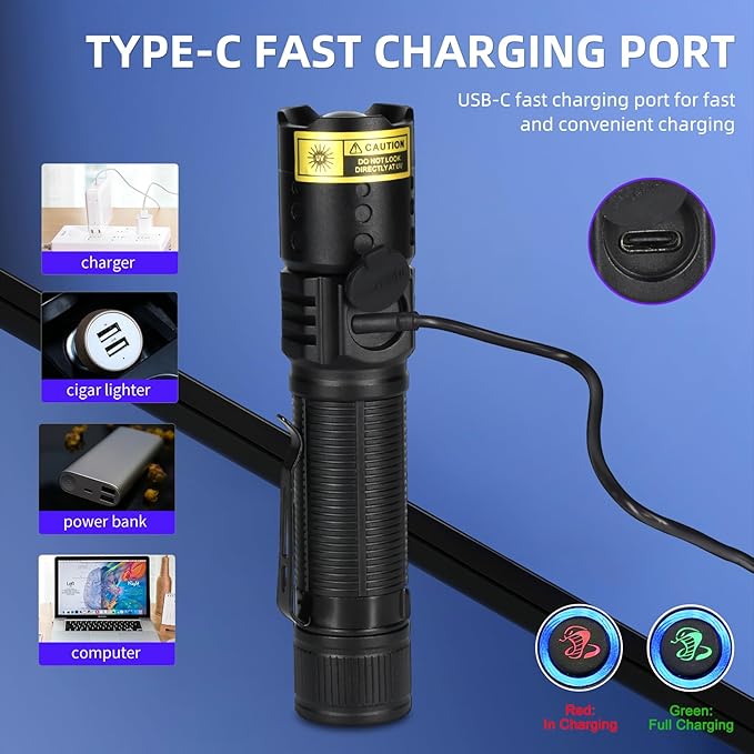 DARKBEAM UV 365nm Flashlight Black Light LED, Ultraviolet Flashlights, Powerful Rechargeable USB -C Woods Lamp, Focusable Water Resistant, Pet Urine & AC Leak Detection, for Curing Resin