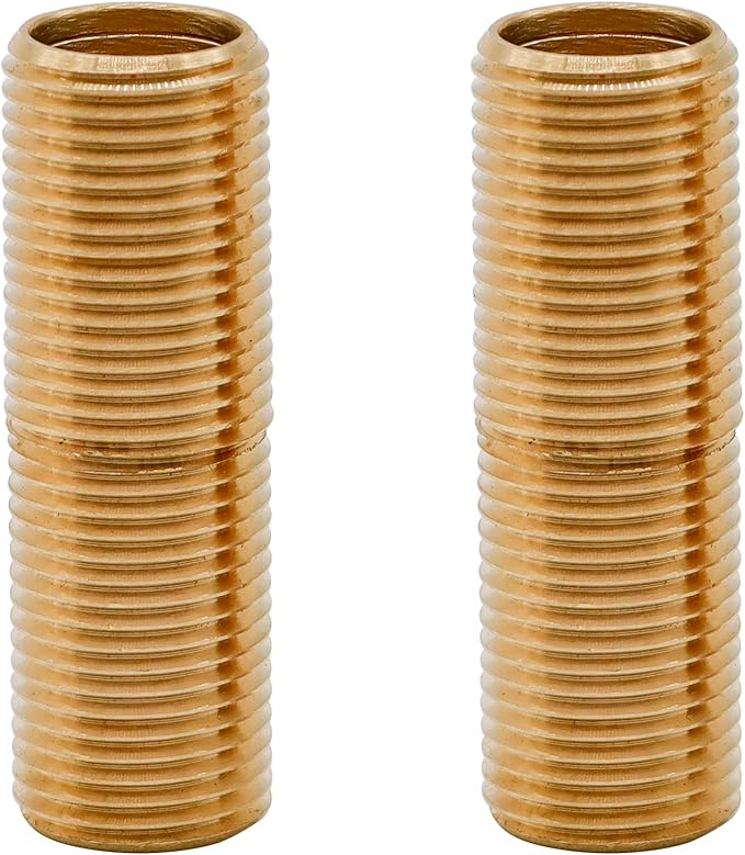 (2 pcs) Brass Pipe Adapter Plumbing, G Thread 1/2" Male to NPT Thread 1/2" Male Pipe Fitting Adapter, Seamless and Leakproof (2.5" Length)