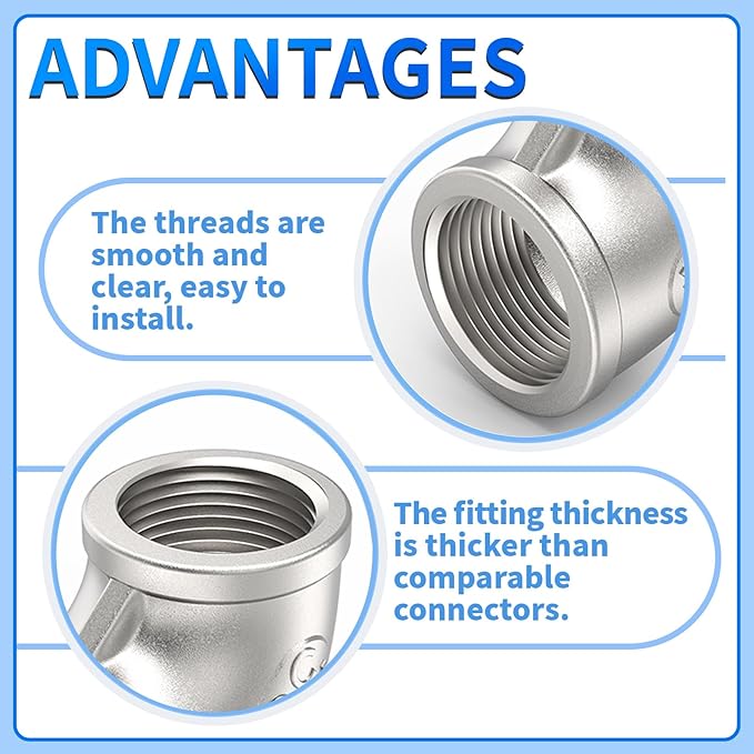ChillWaves 304 Stainless Steel Pipe Fitting, 90 Degree Elbow 1/2" NPT Female x 1/2" NPT Female Thread Adapter(6-PACK)