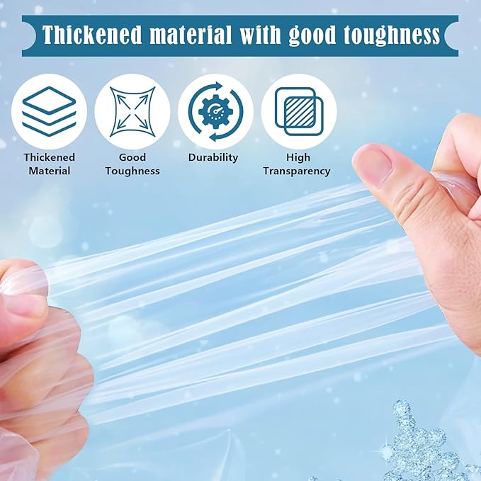 Window Insulation Kit, 63 × 394 Inch Plastic Window Coverings for Winter, Thicken Window Shrink Film Insulator Kit Windows Waterproof Winterizing with 5 Double-Sided Tape for 10 Pcs 3 x 5 Ft Windows