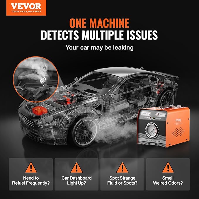 VEVOR Automotive Smoke Machine Leak Detector, EVAP Smoke Machine Leak Tester with Built-in Air Pump & Pressure Gauge, Dual-Mode Diagnostic Leak Detector for Vacuum, Fuel, Pipeline System Testing