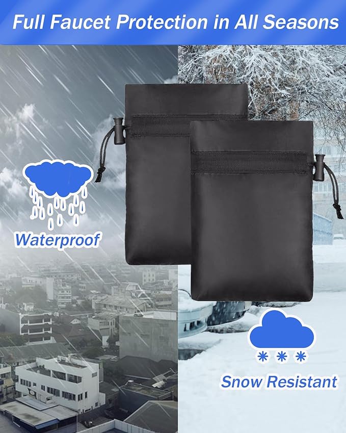 Outdoor Faucet for Winter, POROLIR 8.3" H x 6.7" W Thicker Insulation Faucet for Winter Hose Bib Insulated Faucet Sock Spigot Freeze Protection Black (4-Pack)