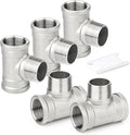 TAISHER 5PCS 304 Stainless Steel Tee Pipe Fittings, 3/8" NPT Female x 3/8" NPT Male x 3/8" NPT Female Pipe Fittings, Male Branch Tee