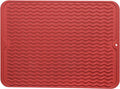 Silicone Dish Drying Mat for Multiple Usage,Easy clean,Eco-friendly,Heat-resistant Silicone Mat for Kitchen Counter or Sink,Refrigerator or drawer liner Red L 16 inches x 12 inches