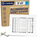 8x6 Inch (Duct Opening) Aluminum 3-Way Air Flow Vent – HVAC Vent Cover for Wall or Ceiling – Quiet HVAC Wall Register with Multi-Shutter Damper – Adjustable Curved Blade - Plastic Seal for Tight Fit