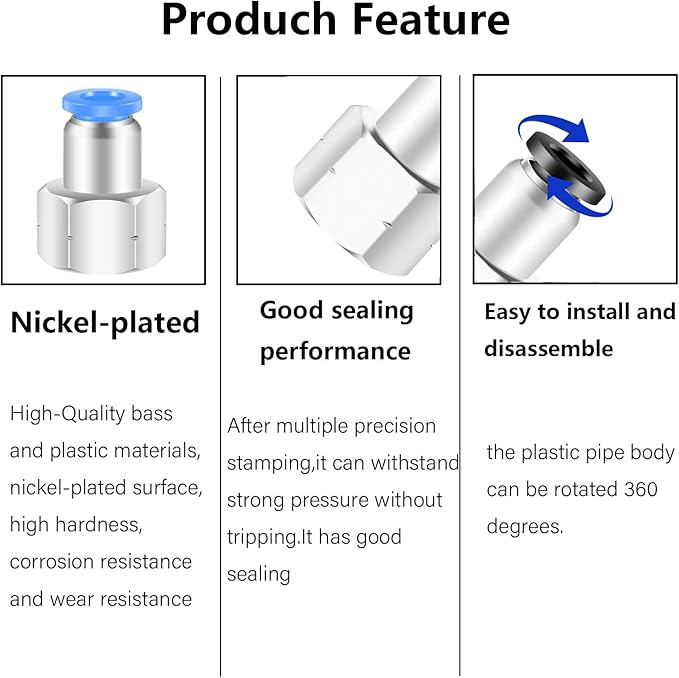 1/2 Female Npt Push to Connect Fittings,CEKER 10MM x 1/2" NPT Female Thread Air Fittings 10MM Quick Connect Air Lines Fittings Pneumatic Tubing Fitting Push in Connector 5Packs