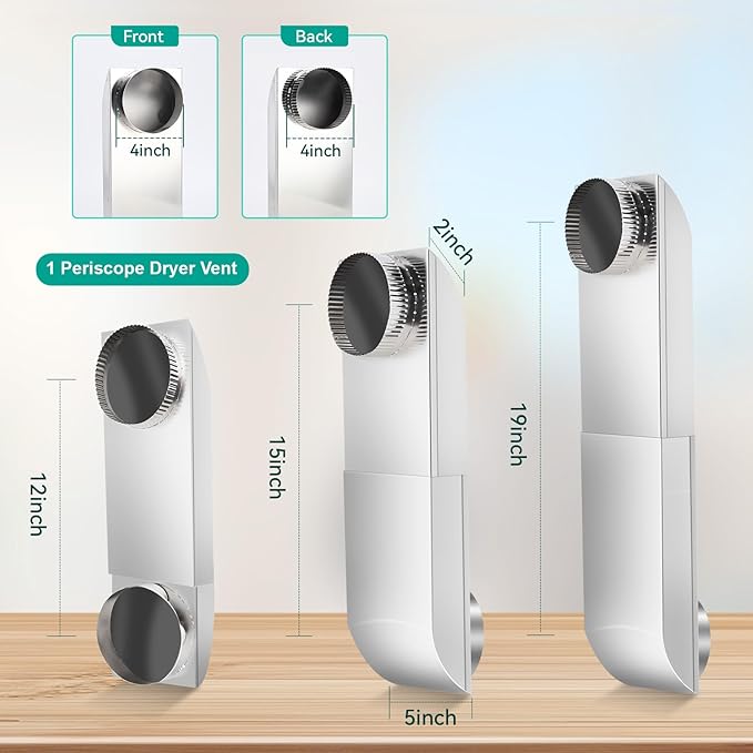 OEM Upgraded 304 stainless steel Dryer Vent,adjustable dryer vent Fit for Whirlpool and all 4in Dryer Vent Outlet,dryer vent kit for tight spaces,Periscope dryer vent,12-19 in telescoping dryer vent