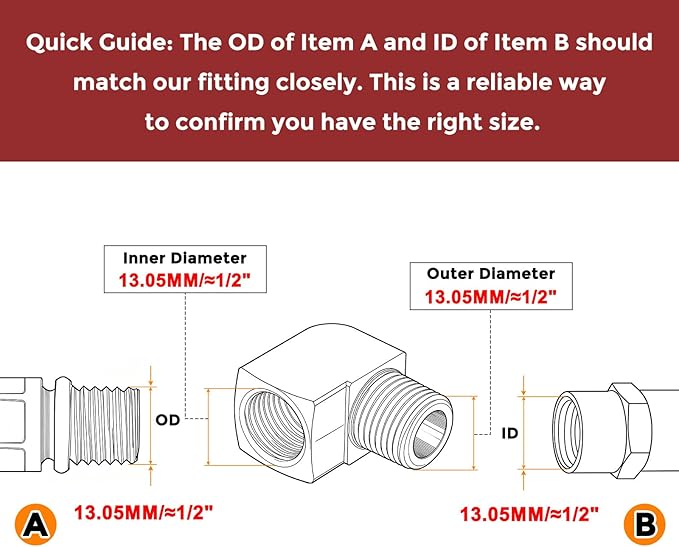 Packs of 2, 90 Degree 1/4" FeMale NPT to 1/4" Male NPT Solid Brass Barstock Street Elbow, Forged Pipe Fitting for Pipe Leak Repair, Bathroom Remodeling, Tool Extension, Compression