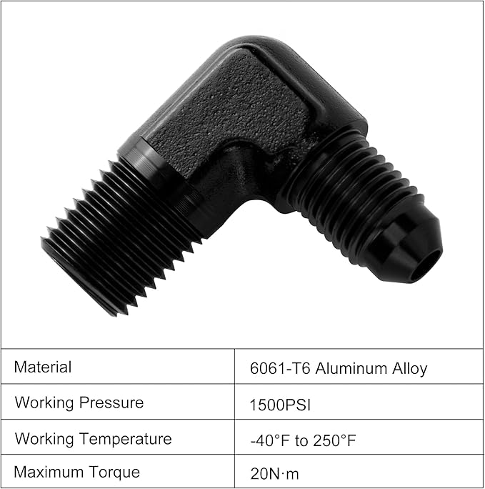 EVIL ENERGY 4AN to 1/4" NPT Male 90 Degree Fitting Adapter Aluminum