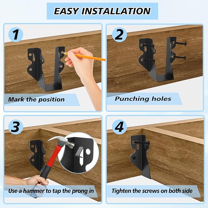 24 Pcs 2"x 4" Joist Hanger,Q235B Steel Face Mount Joist Hangers,Black Powder Coated Hurricane Ties for Rafter, Rafter Brackets for Floor, Deck and Ceiling Joists