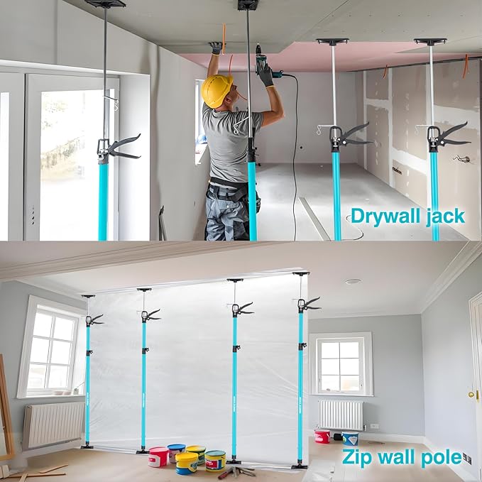 Steel Adjustable Cabinet Jack Support Pole, Quick Support Rod & Drywall Jack, Zip Wall Dust Barrier System, 3rd Hand Support System Load 132LB, Cabinet Installations Tools from 45.2-115.2 in, 4-Pack