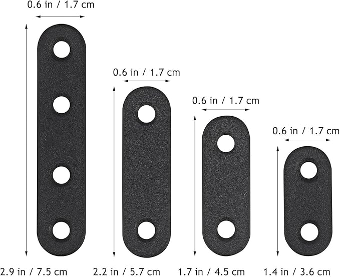 32 Pcs Stainless Steel Flat Brace Corner Brackets for Wood Repair Multipurpose Metal Mending Plates with Pre-drilled Straight Braces for Furniture and Shelf Reinforcement