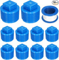 uxcell 10Pcs 1 Inch PT Male Thread PVC Pipe Fitting Plug, Cleanout Plugs, Water Drain End Caps Coupling Adapter with Tape for Water Heater Supply Lines, Plumbing, Blue