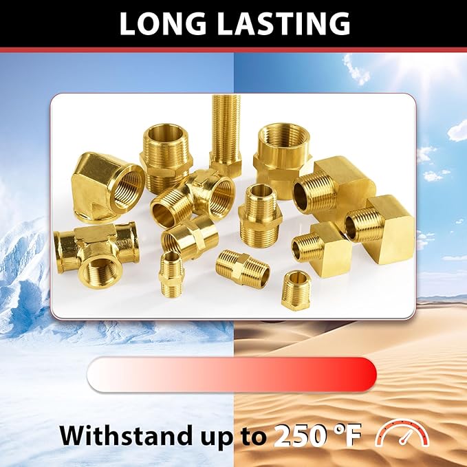 EFIELD 1/2" Male Pipe(NPSM) x 1/2" Female Pipe (NPSF) Brass Fitting Adapters, Hex Connector with Sealing Tape (MIx Sets 30,40,50MM),(NPT141)