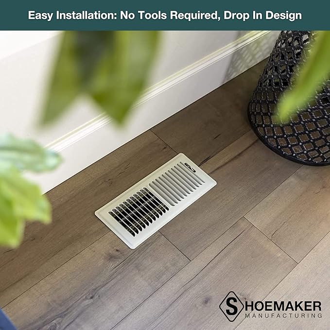 Shoemaker 4x12 Floor Register – Khaki Light Heavy Duty Metal Floor Vent Cover for Home Floors - Premium Forced Air Vent Covers
