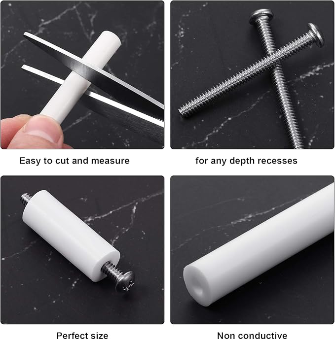 64 Pieces Electrical Outlet Spacers Electrical Outlet Box Extender Kit Includes 16 Pcs 3 Inch Switch and 48 Pcs 1-1/2 Inch 6-32 Thread Flat Head Device Mounting Long Screws (White)