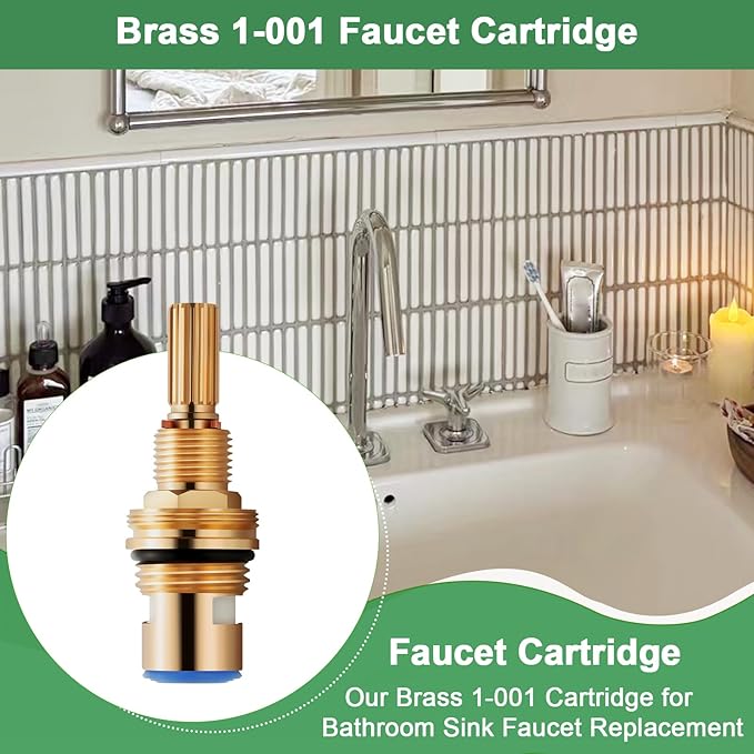 Brass 1-001 Cold Cartridge, Compatible With Brass 1-001 Cartridge, Faucet Cartridge for Bathroom Basin Faucet, Brass Constructio (1-001 Cold Cartridge)