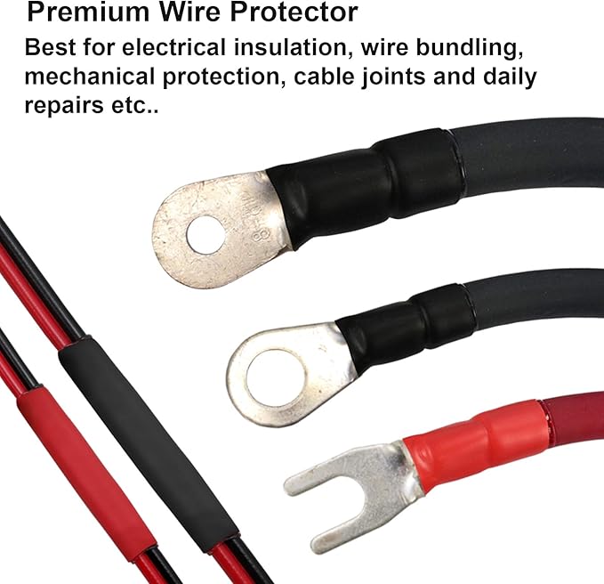 2 Pcs 3/4 inch (Diameter) 3:1 Dual Wall Adhesive Heat Shrink Tubing Kit, Large Wire Shrinkable Tube Wrap by MILAPEAK (4 Feet, Black & Red)