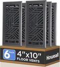 4x10 Inches 6 Pack Heavy Duty Walkable Floor Register Easy Adjust Air Supply Lever Floor Vents - Brooklyn Design - Vent Cover for Home Floor - Matte Black