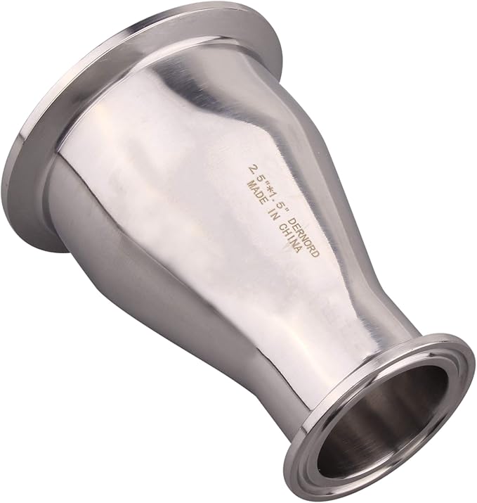 DERNORD Sanitary Fitting Reducer Fitting SUS304 Tri Clamp Ferrule Style 2.5" Tube OD to 1-1/2" Tube OD