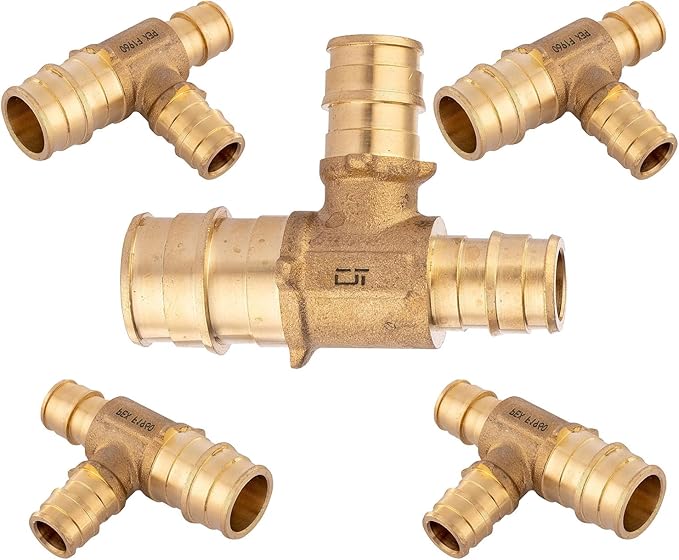 (5-Pack) Seelink 3/4" x 1/2" x 1/2" PEX-A Tee Expansion Fittings, for PEX Tubing Pipe Hose Fittings, ASTM F1960(PEX1960047)