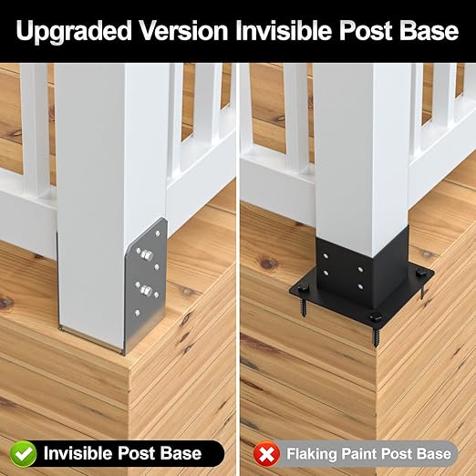 4"x 4" Post Base, 8Pcs Stainless Steel Adjustable Post Anchor Bracket (Internal 3.5 x 3.5), Adjustable Post Base for Pavilion Deck Porch Handrail Railing Support Decorative Anchor Plate