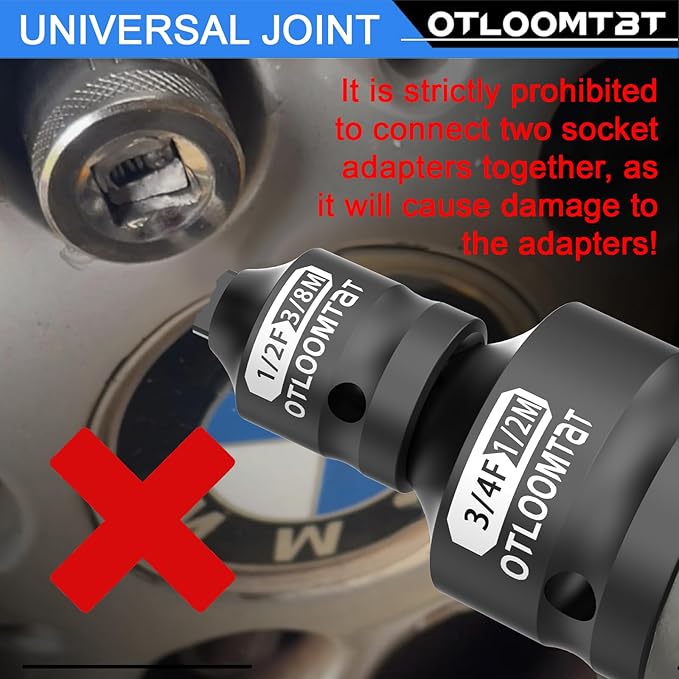 11PCS Impact Socket Adapter Set & Swivel Socket - Crafted from Industrial-Grade CR-MO Steel. Heavy-Duty Drop-Resistant Plastic Case 3/8 to 1/2 Adapters, 1/4 3/8 1/2 universal joint sockets