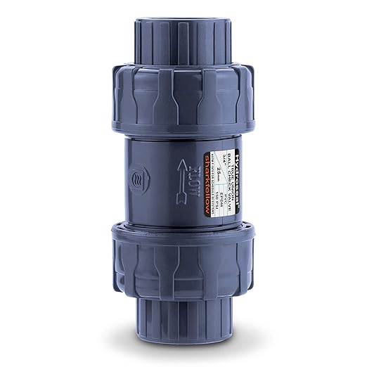 HYDROSEAL Sharkfellow 3/4’’ PVC True Union Ball Check Valve with Full Port, ASTM F1970, with EPDM Seals, Corrosion-Free, Service Free, Rated at 200 PSI @73F, Gray, 3/4 inch Socket (3/4'')