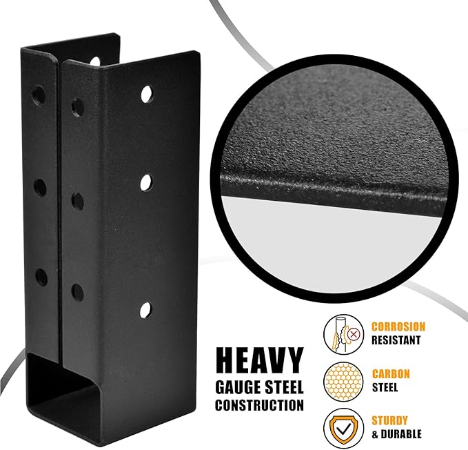 16 Pcs Upgraded Concealed Beam Hangers, 2"x6" Outdoor Concealed Flange, Q235B Steel Frame Bracket, Railing Bracket for Beam, Swing, Handrail, Fence 2"x6" (Black)